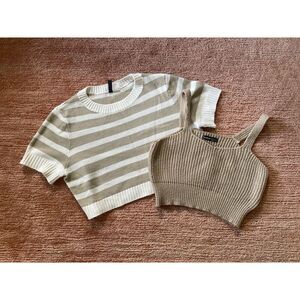 Bundle 2 Knitted  cropped top beige Women’s Size M